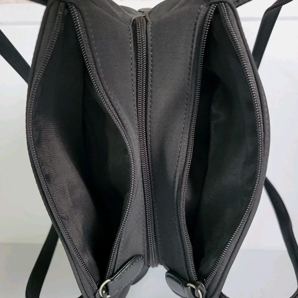 Hobo International Vintage Black Multi-Compartment Nylon Organizer Tote Bag Y2K